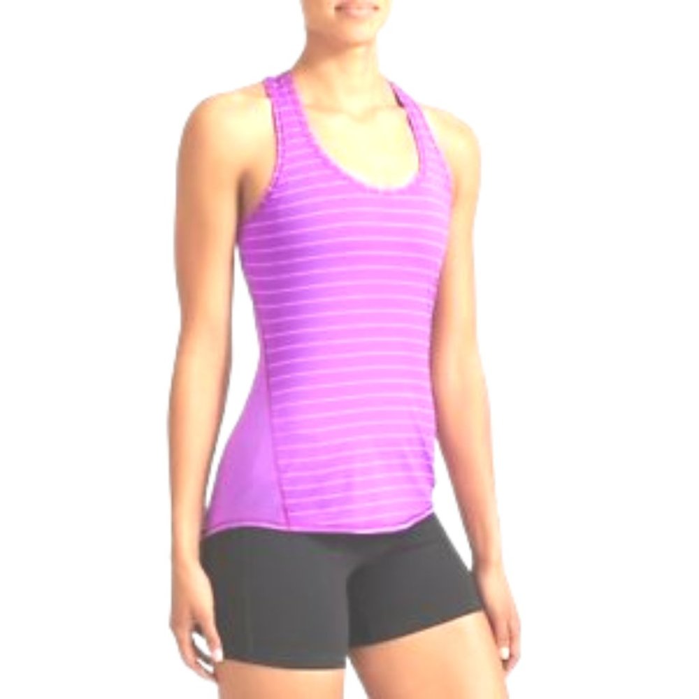 ATHLETA Chi Varied Stripe Athletic Tank Top Light Purple Size XXS